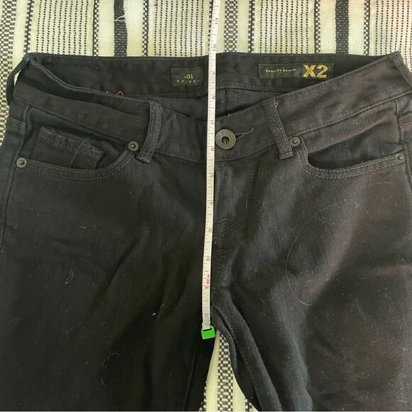 X2 Skinny Straight Jeans 0 Black Denim Stretch‎ Low Rise Vtg Y2K Punk Normcore - Picture 6 of 9